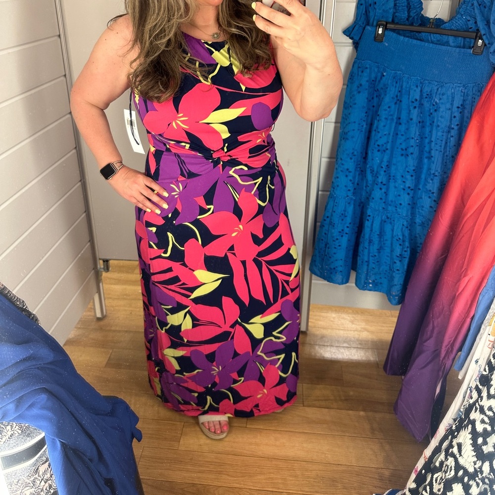 London Times Tropical Print Maxi Dress